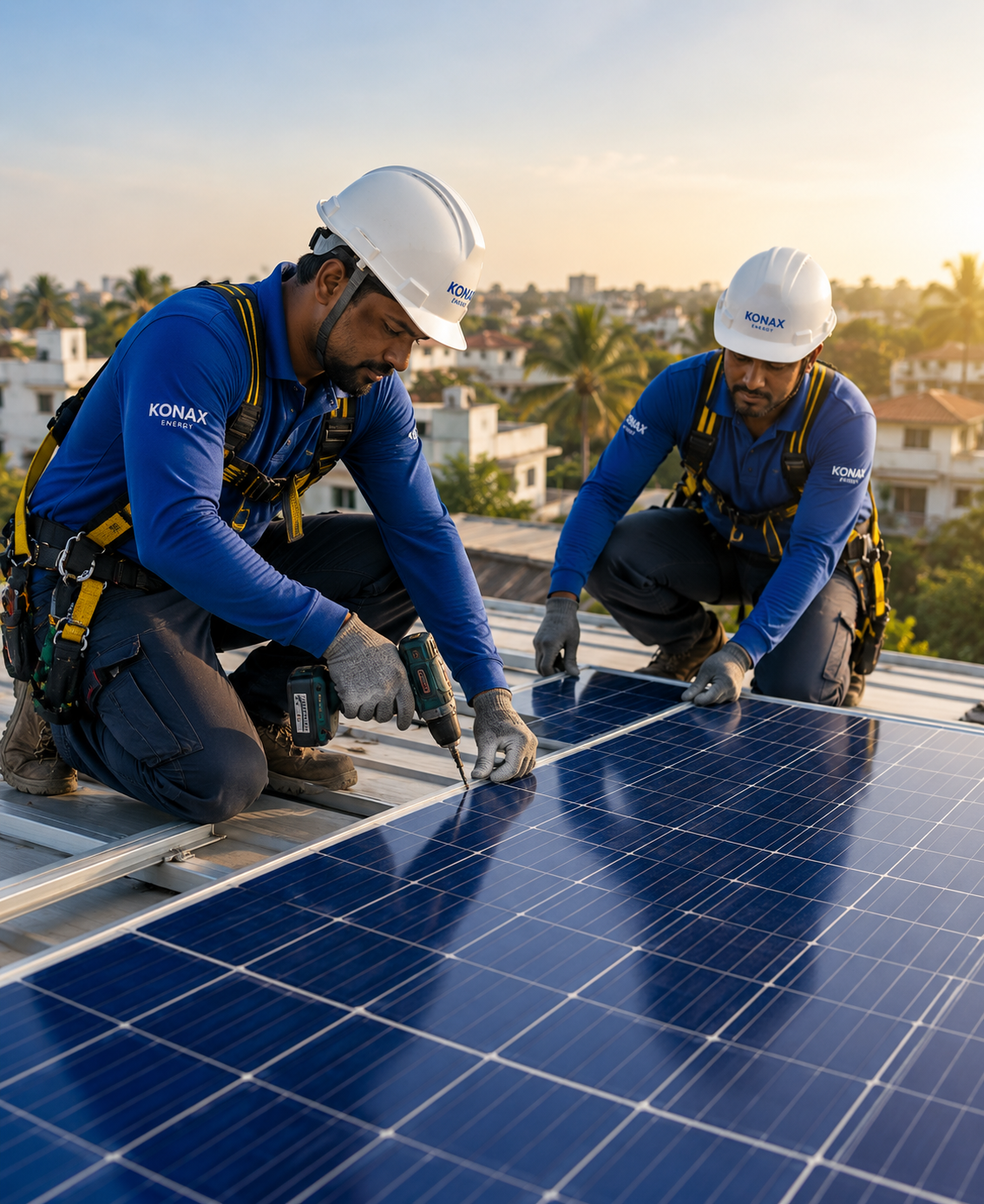 Konax Energy engineers designing and installing a rooftop solar system